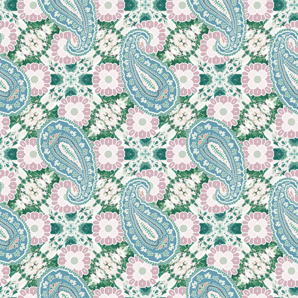 Paisley Design Fabric - Mosiac Pink Green