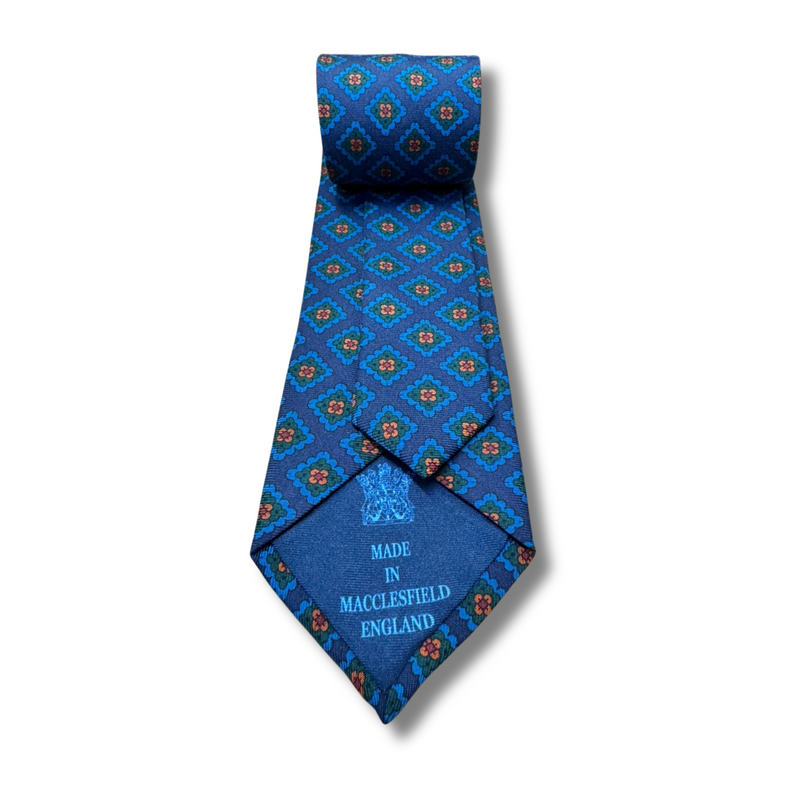 Navy and Blue Neat Printed Silk Tie Hand Finished