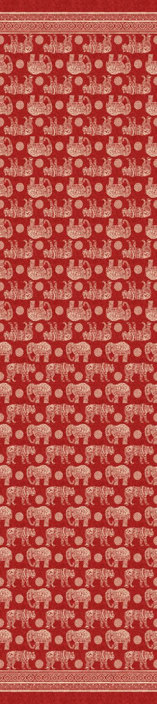 Red Elephant Print Ladies Scarf Wool Silk