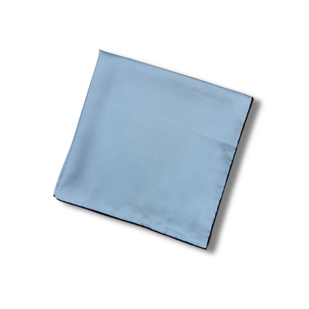 Blue with Navy Shoe String 2 Colour Silk Pocket Square