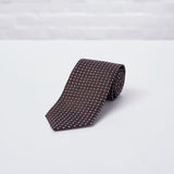 Brown Floral Woven Silk Tie - British Made