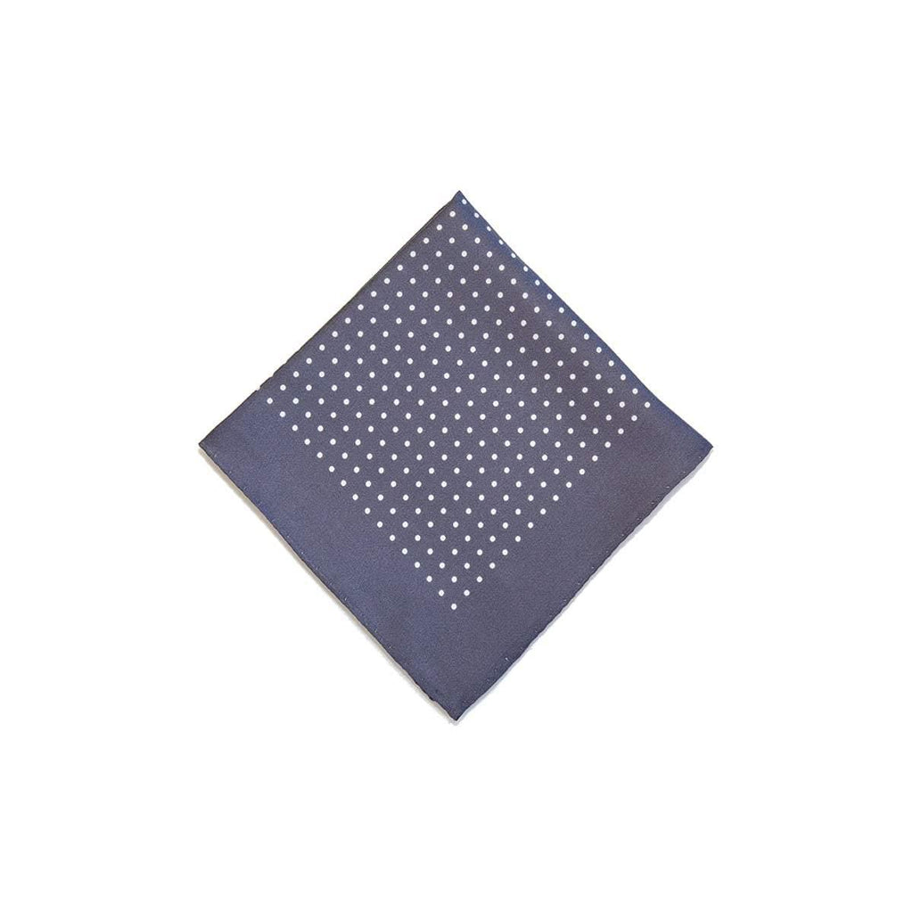 Grey White Classic Spot Print Silk Pocket Square - British Made