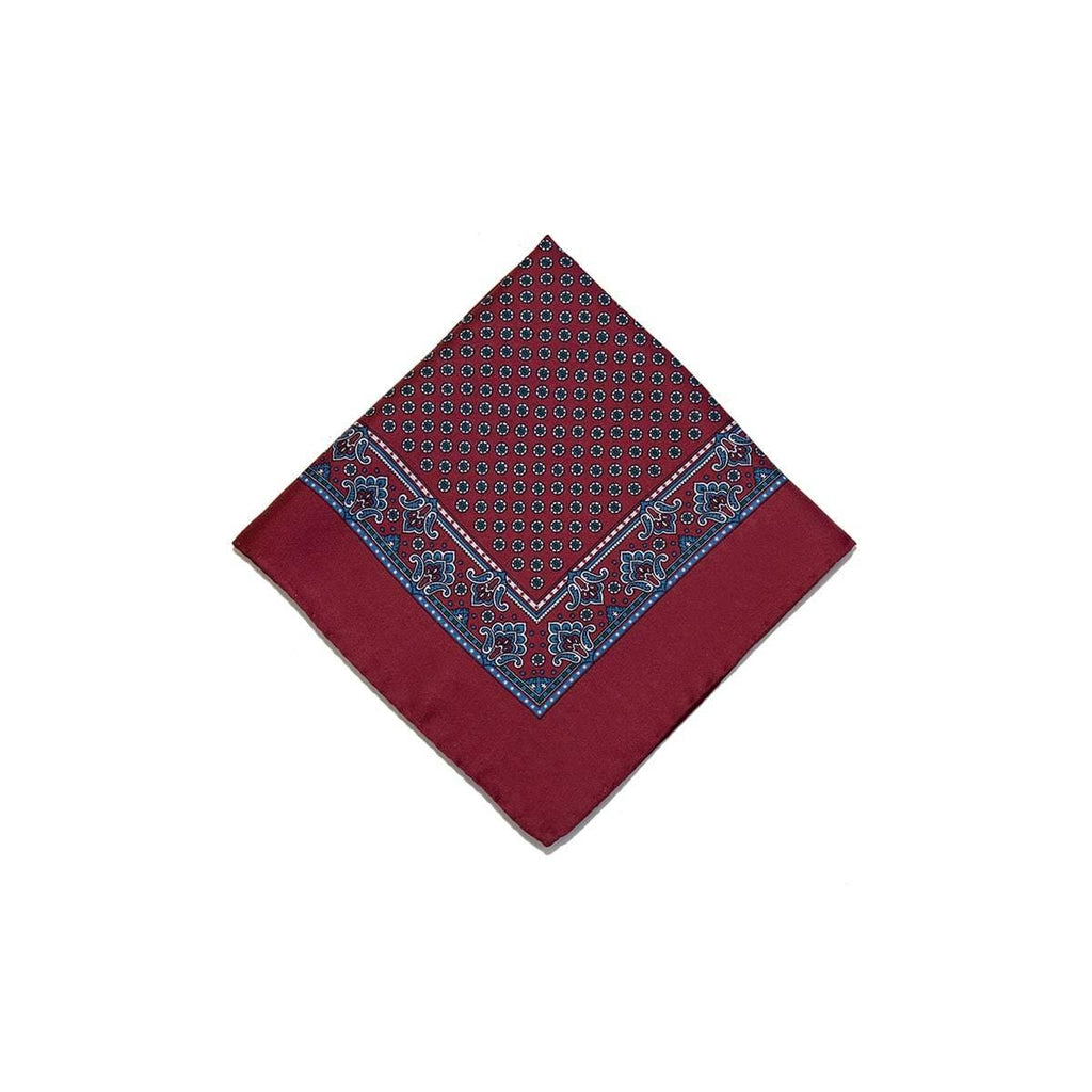 Red Blue Circle Geometric Silk Pocket Square - British Made