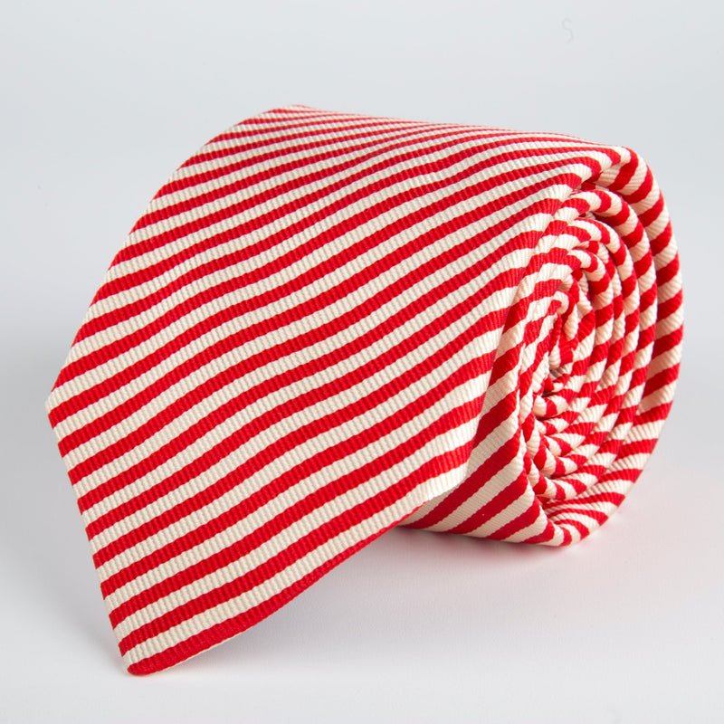 Red Two Colour Woven Silk Tie - British Made