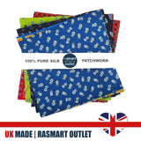 32 Patchwork Squares - Luxurious 100% Pure Silk - British Made
