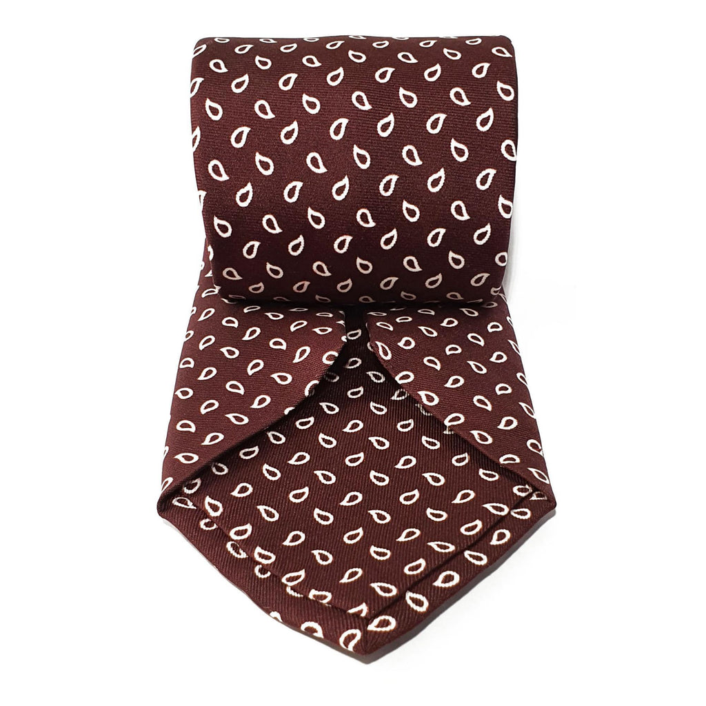 Burgundy Teardrop Seven Fold Silk Tie - British Made