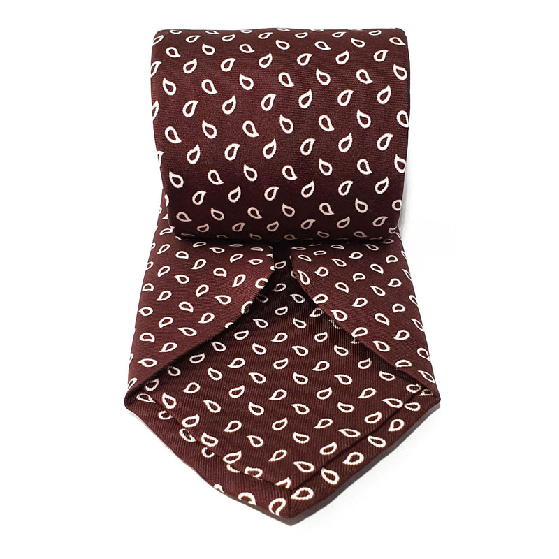 Burgundy Teardrop Seven Fold Silk Tie - British Made