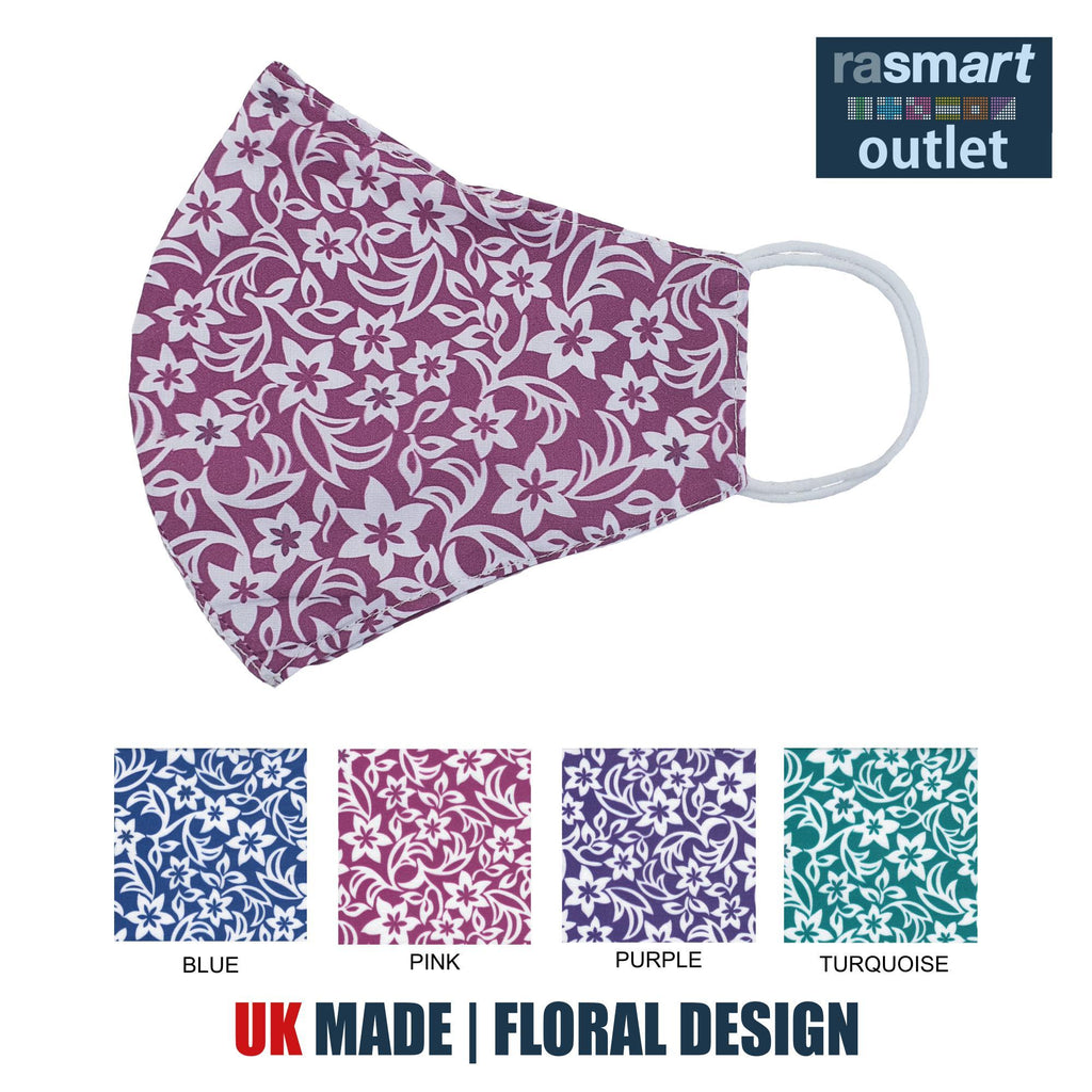 Face Masks - Floral Designs - 100% Pure Cotton - British Made