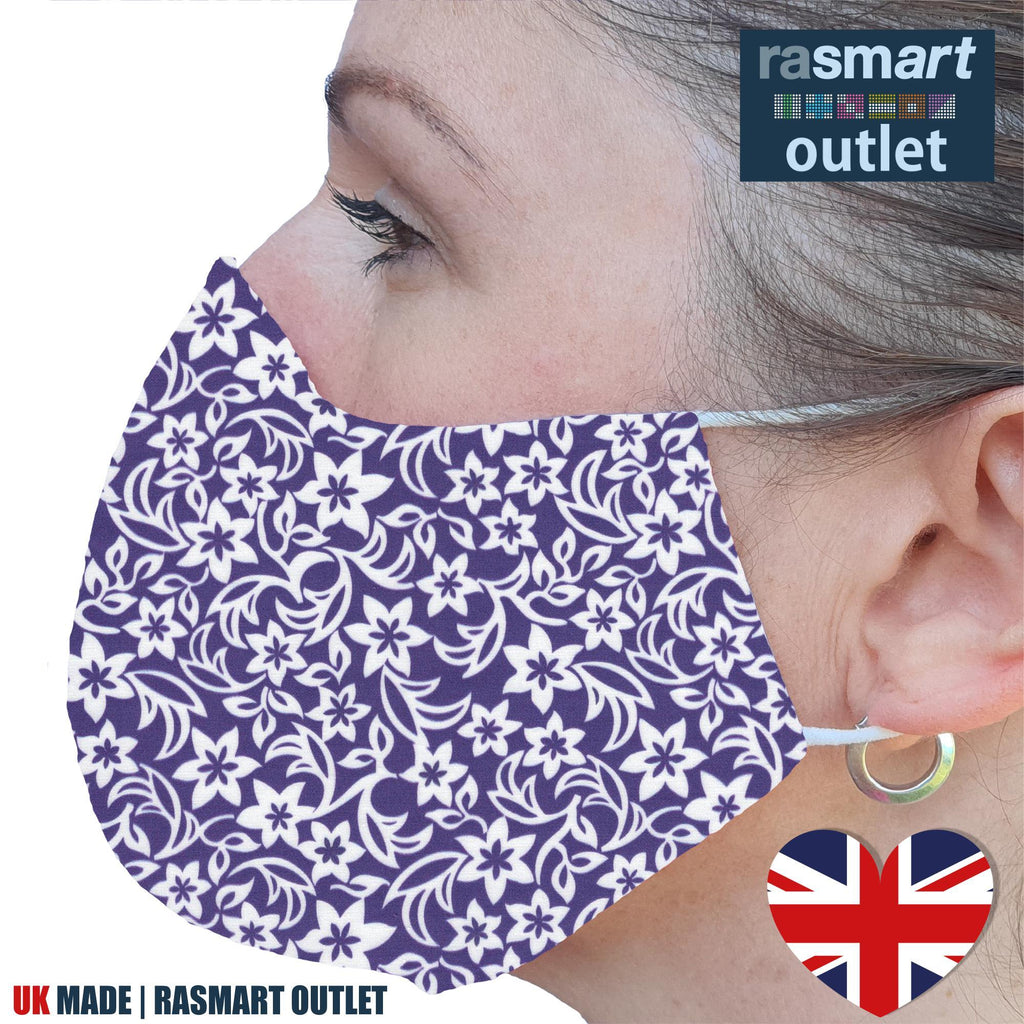 Face Masks - Floral Designs - 100% Pure Cotton - British Made