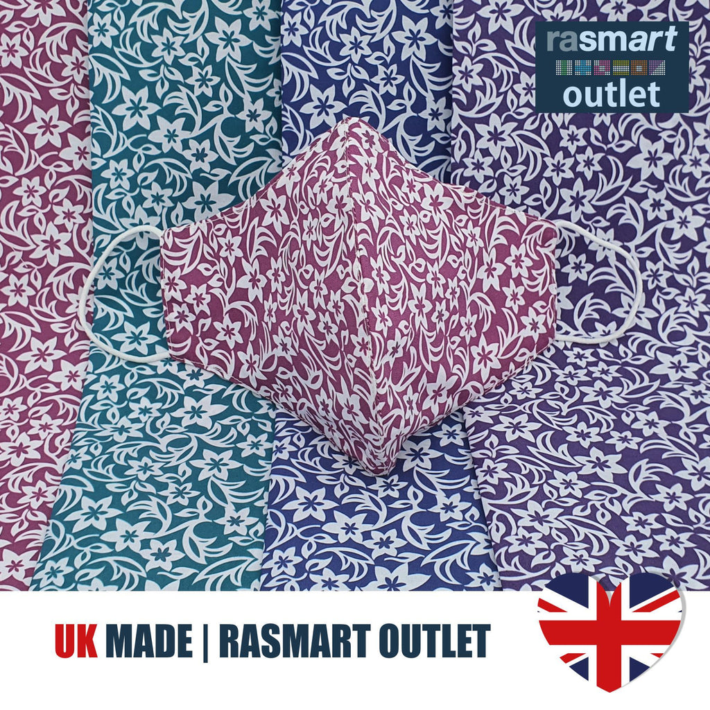 Face Masks - Floral Designs - 100% Pure Cotton - British Made