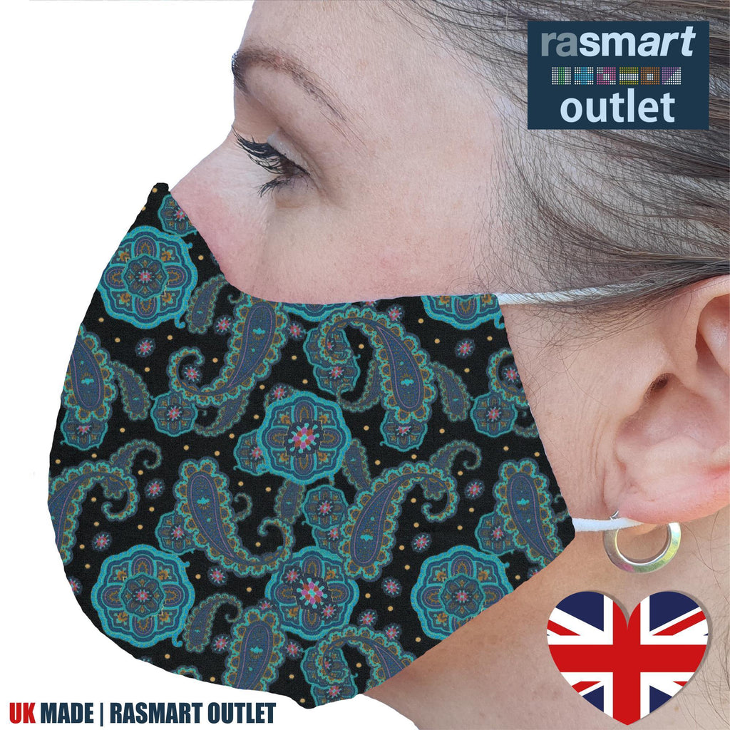 Face Masks - Paisley Design - 100% Pure Cotton - British Made