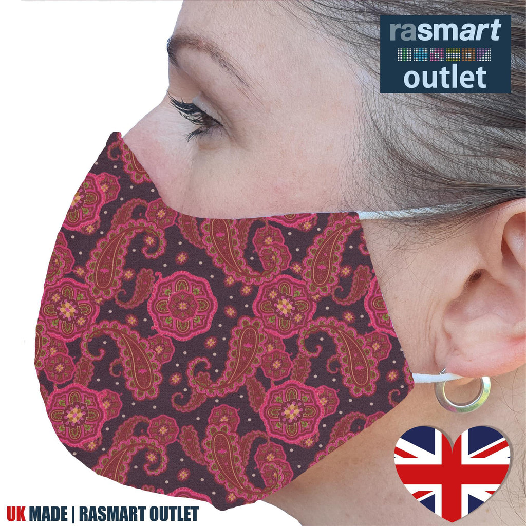 Face Masks - Paisley Design - 100% Pure Cotton - British Made
