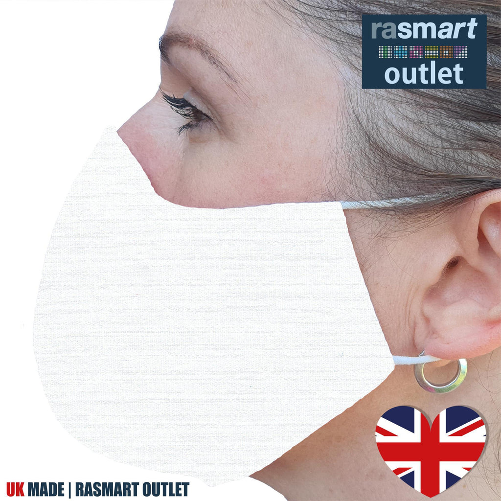 Face Masks - Plain Colour Designs - 100% Pure Cotton - British Made