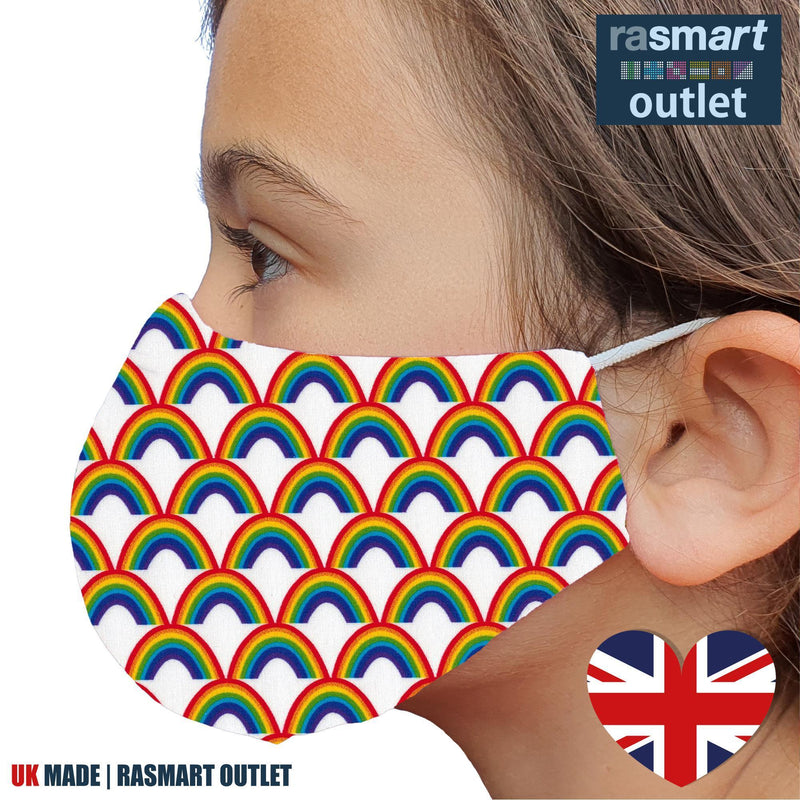 Face Masks - Rainbow Design - 100% Pure Cotton - British Made