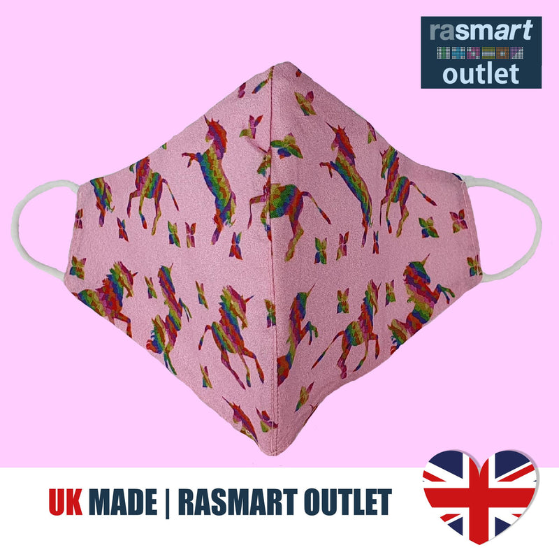 Face Masks - Unicorn Design - 100% Pure Cotton - British Made