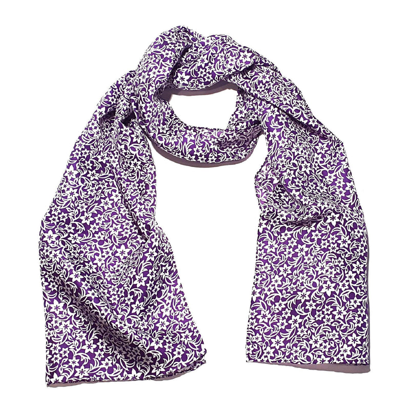 Floral Silk Scarve Purple Design - 100% Pure Silk Scarf - British Made