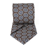 Grey Medallion Seven Fold Silk Tie - British Made