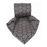 Grey Medallion Seven Fold Silk Tie - British Made