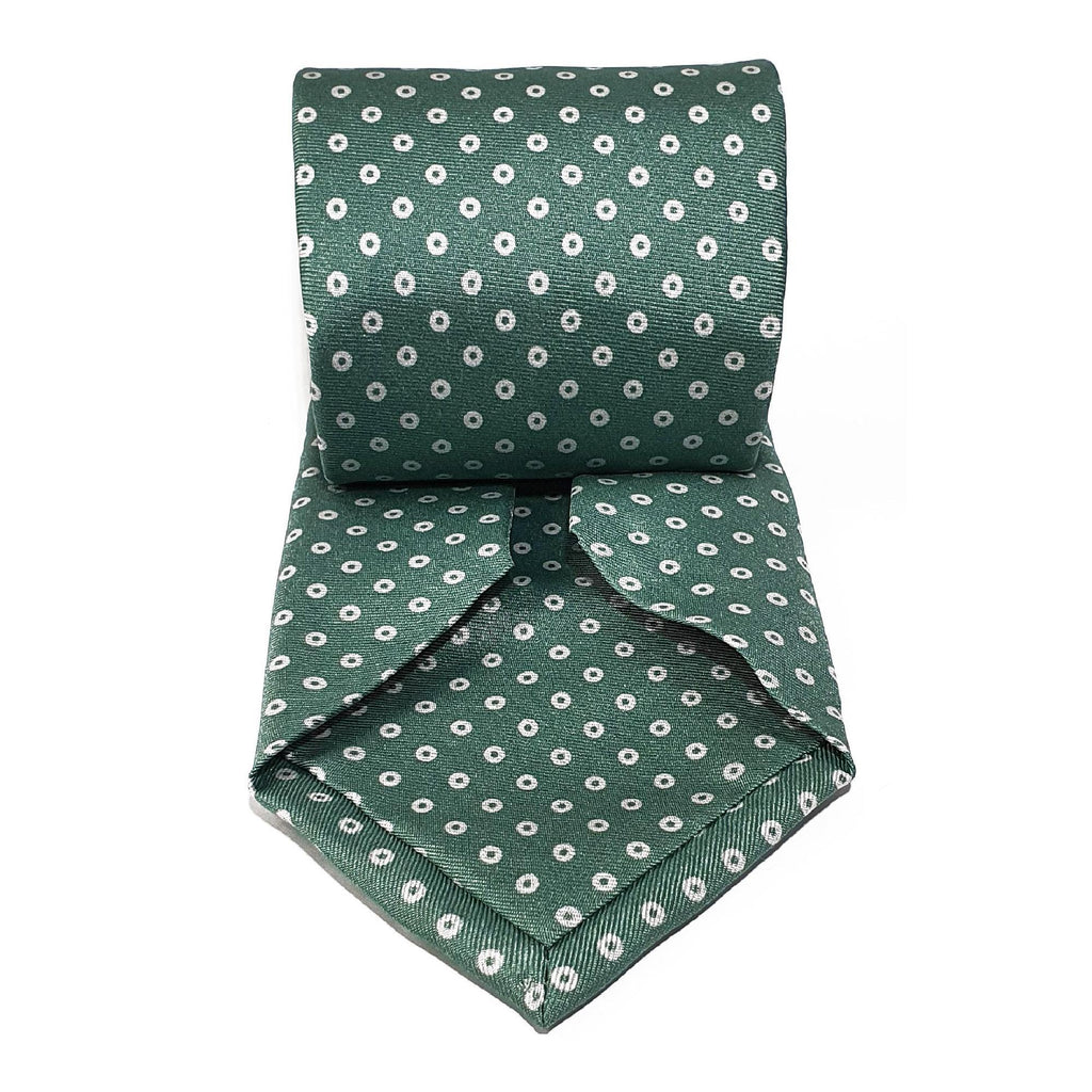 Light Green Circle Seven Fold Silk Tie - British Made