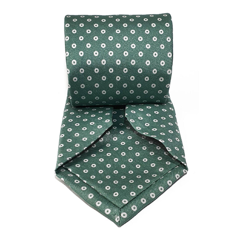 Light Green Circle Seven Fold Silk Tie - British Made