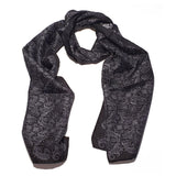 Paisley Silk Scarve Black White Design - 100% Pure Silk Scarf - British Made