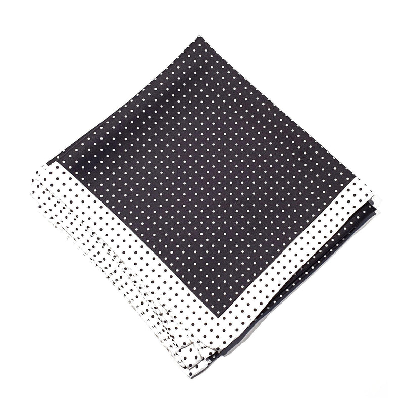 Spot Silk Scarve Grey White Design - 100% Pure Silk Scarf - British Made