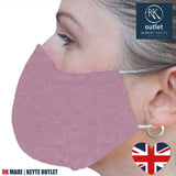 Woven Silk Face Mask - Pink Plain Colour Design - 100% Pure Silk - British Made