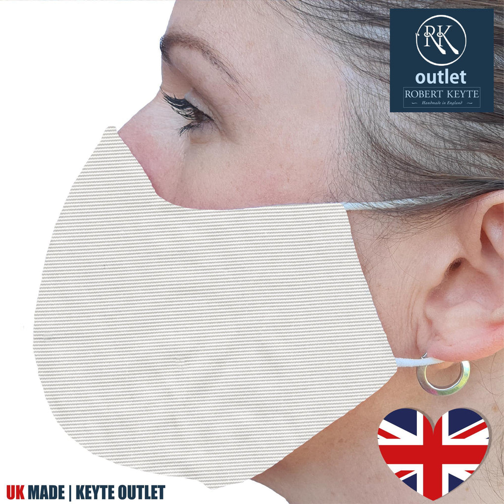 Woven Silk Face Mask - White Plain Colour Design - 100% Pure Silk - British Made