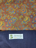 Brown Paisley Scarf with Navy Blue Tassels Hand Knotted