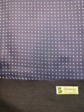 Navy & Light Blue Spot Silk Scarf with Navy Tassels Hand Knotted