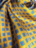 Mustard Gold Silk Scarf with Hand Knotted Blue Tassels