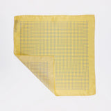 Canary Yellow and Blue Classic Spot Print Silk Pocket Square
