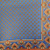 Cobalt Blue and Red Circle Neat Pocket Square with a Paisley Border