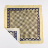 Light Yellow and Brown Circle Neat Pocket Square with a Paisley Border