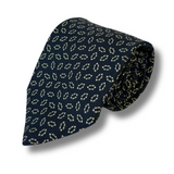 Navy & White Diamond Neat Printed Silk Tie Hand Finished