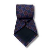 Blue & Purple Geo Motif Printed Silk Tie Hand Finished