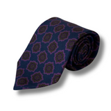 Blue & Purple Geo Motif Printed Silk Tie Hand Finished