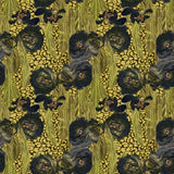 Feather Design Fabric - Leopard Gold Feather & Black Rose