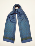 Blue and Green Geometric Silk Scarf