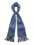 Navy & White Polka Dot Silk Scarf with Navy Tassels Hand Knotted