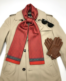 Red and Green Geometric Silk Scarf