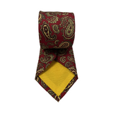 Red Cream Paisley Printed Silk Tie