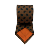 Brown Geometric Tear Drop Printed Silk Tie
