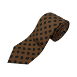 Brown Geometric Tear Drop Printed Silk Tie