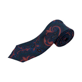 Navy Red Paisley Printed Silk Tie