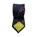 Navy Red Paisley Printed Silk Tie