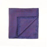 Navy Red Classic Spot Print Silk Pocket Square