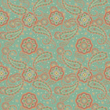 Paisley Design Fabric - Messy Spot Mint Oil Painting