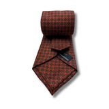 Red Geometric Screen Printed Silk Tie