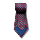 Burgundy & Blue Floral Motif Woven Silk Tie Hand Finished